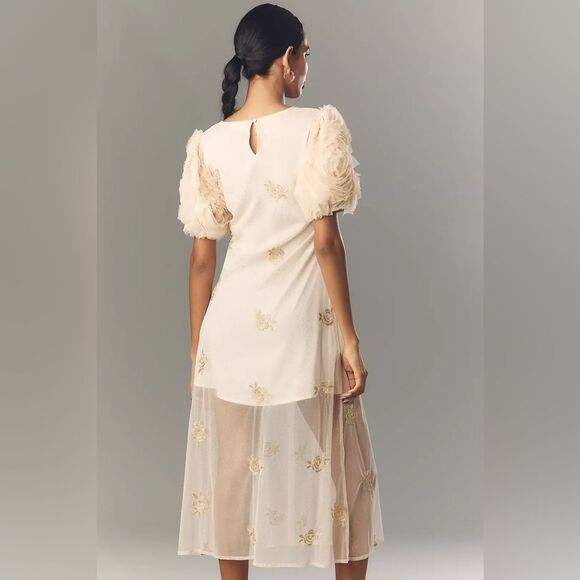 Anthropologie Let Me Be Floral Embroidered Midi Dress medium - Picture 3 of 6